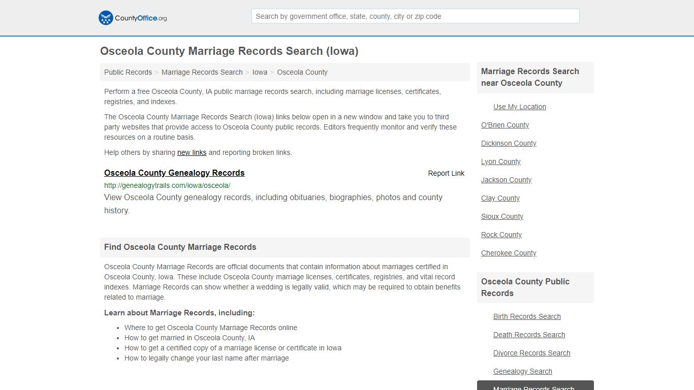 Marriage Records Search - Osceola County, IA (Marriage ...